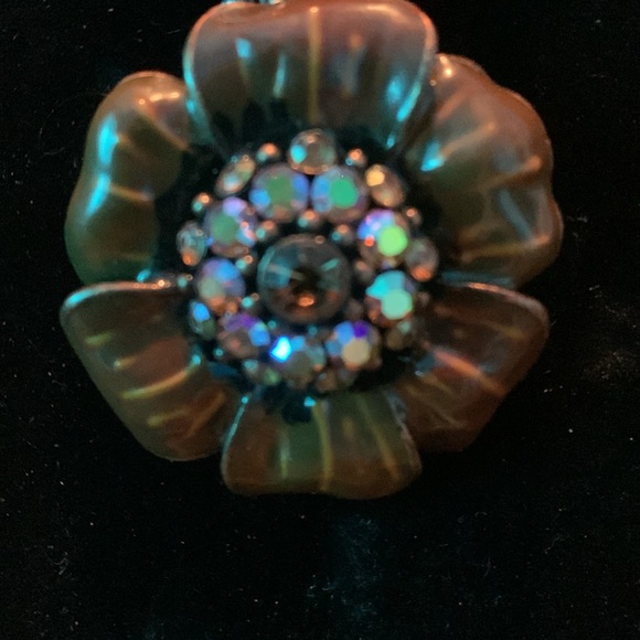 Vintage Sunflower w/ ab & citrine crystals w/ seed bead necklace - Picture 4 of 9